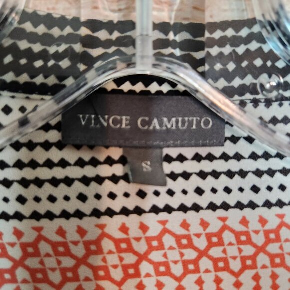 Vince Camuto Size S Striped V Neck Casual Top Long Sleeve Red White Blue Stripes - Picture 8 of 13